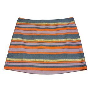 J.Crew Factory Striped Mini Skirt 12 Metallic Multicolor Fully‎ Lined